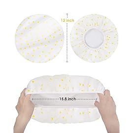 Auban Shower Cap, Shower Cap for Women Terry Cloth Lined EVA Exterior Reusable Double Layer Waterproof, Large Bath Hair Cap for All Hair Lengths (Yellow)