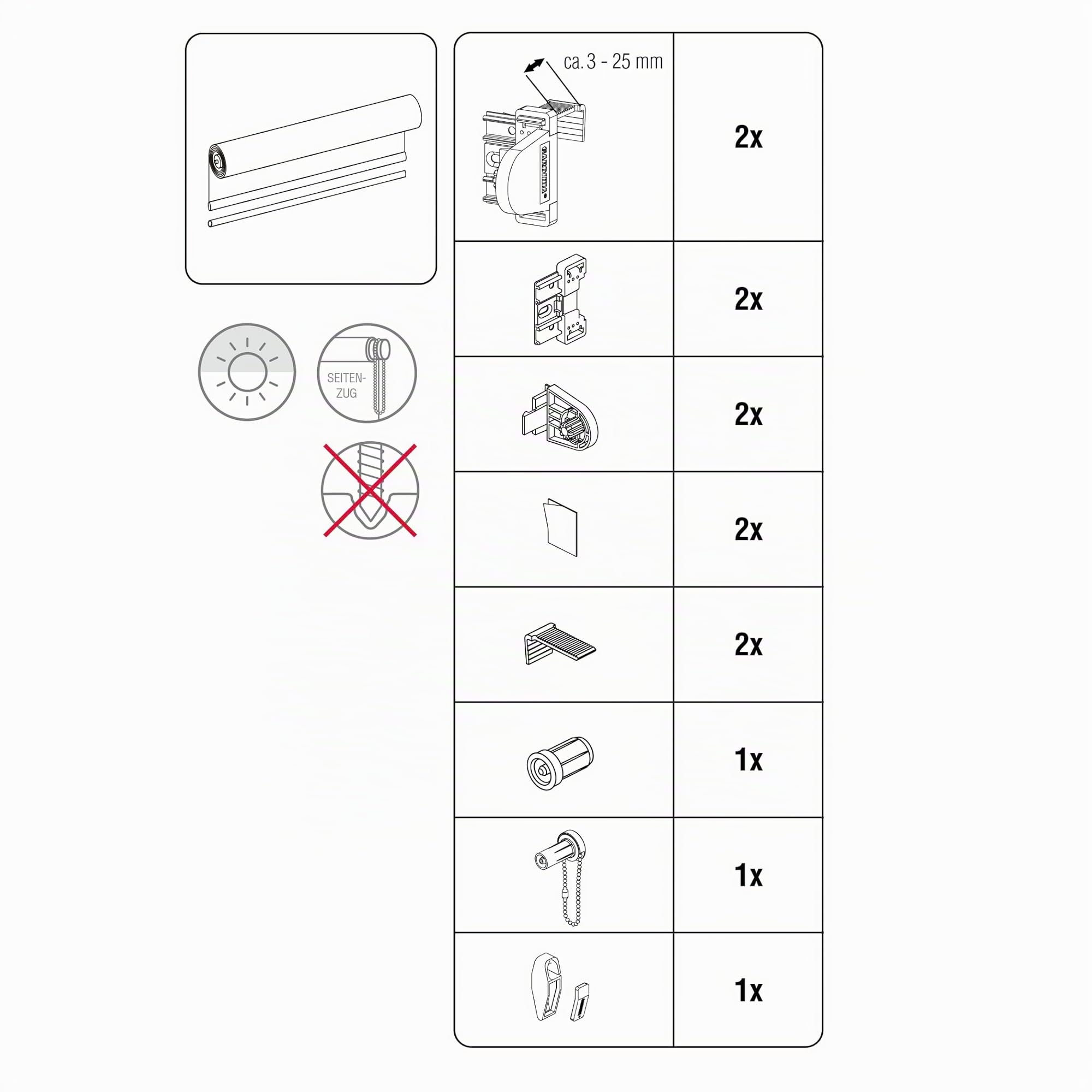 Gardinia Tenda a Rullo con Morsetto di Fissaggio o Adesiva avvolgibile, per Luce Diurna, Opaca, Kit di Montaggio Incluso EASYFIX Bianco, (LxA) 45 x 150 cm