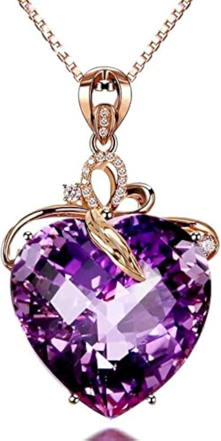 Sponsored Ad - Women's Crystal Heart Pendant Necklace With Zircon Stones, Jewelry For Women (Rose Gold)