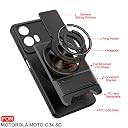 AELVOUX Moto G34 5G / G45 5G Back Cover | Armor Camera Slider 360 Degree Rotating Finger Ring Holder Case with Bracket Stand Back Case Cover (Compatible with MagSafe Accessories) (Black) gallery image