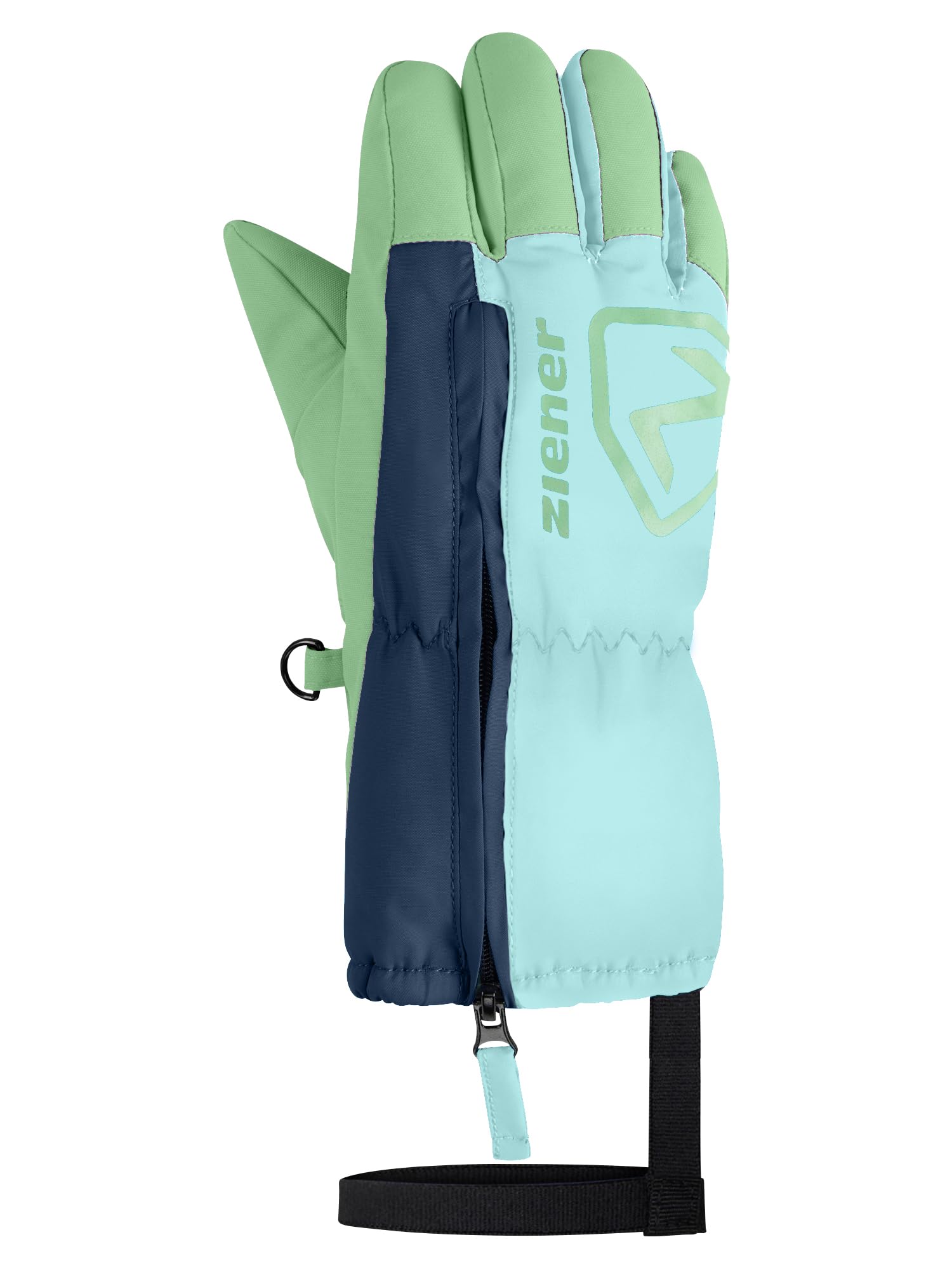 Ziener Leo-Z Guantes de Esquí/Deportes de Invierno para Niño | Resistente al Viento, Impermeable, Cremallera Larga, Laguna Radiante, 4,5
