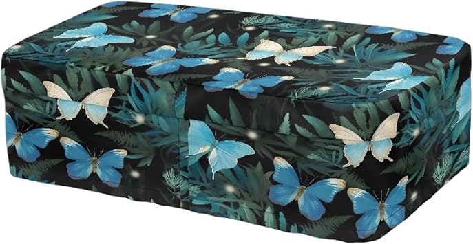 Blue Butterfly Palm Leaf Knee Scooter Pad Cover Memory Foam - Knee Rover Pad Accessory Removable Cover and Comfortable Scooter Accessories For Adults