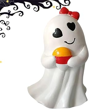 Ghost Decor | Ghost Art Sculpture, Scary Resin Figurine for Halloween, Cute Ornament for Fireplace Library Bedroom and Parties