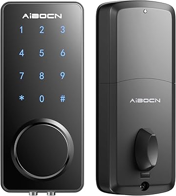 Aibocn Smart Lock, Keyless Entry Door Lock with Bluetooth, Keypad Deadbolt lock with Touchscreen, Smart Lock Front Door Works with APP Control, Voice, eKey and Code, Auto-Lock for Home Apartment Hotel
