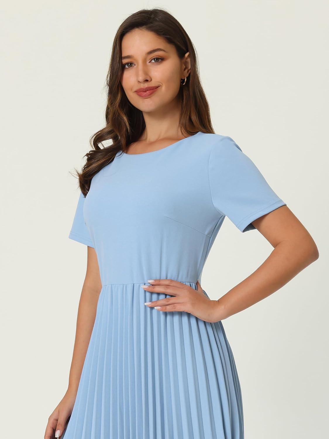 Women's Pleated Dresses Work Fit and Flare Midi Dress - Image 4