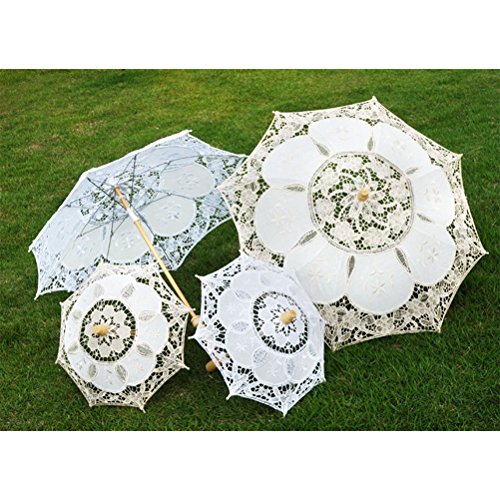 Guarda-chuva de renda branco para casamento com parassol da Luoem, guarda-chuva para noiva, guarda-c