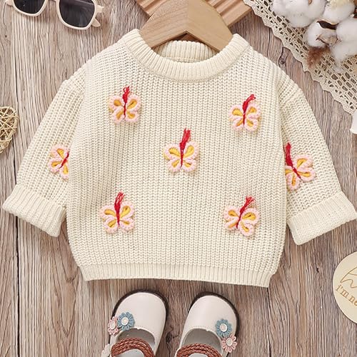 Girls Cute Butterfly Knit Sweater Long Sleeve Round Neck Knitted Pullover Top Thermal Knitted Sweatshirt Knitwear2