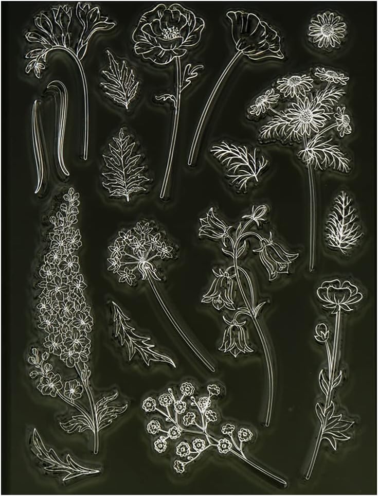Flowers Leaves Background Clear Stamps for Card Making Decoration and DIY Scrapbooking 3021546