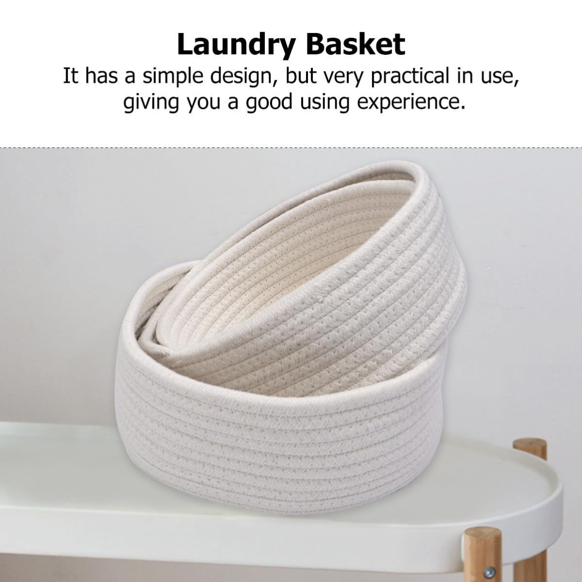 Homoyoyo 3 Piezas Cesta Tejida de Algodón Blanco Hecha a Mano para Almacenaje Interior, Cesta de Almacenaje Diseño Simple y Función Ecológica para Ropa y Artículos Diversos