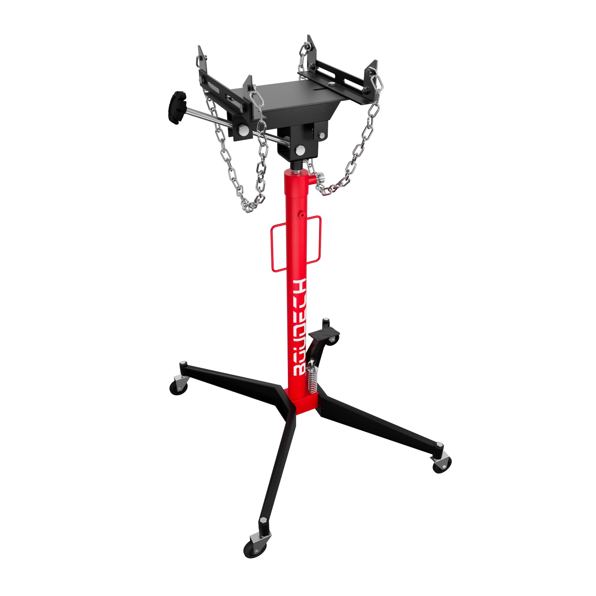 Boudech Hack - Sollevatore Ingranaggi idraulico da Fossa max 500Kg H210 cm per Trasmissione Motore Auto con Ruote in Acciaio Rosso