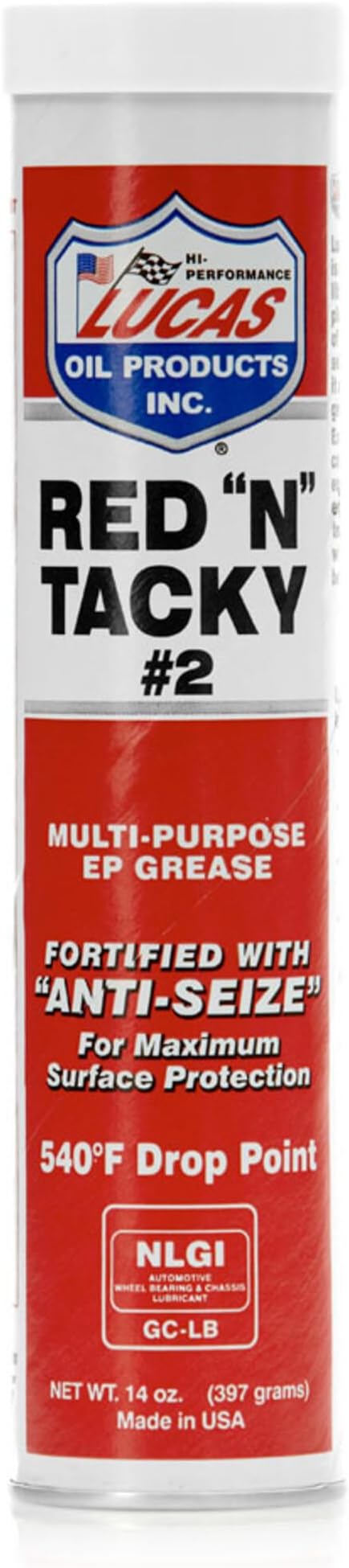Lucas 10005-30 red n tacky #2 grease 14.5oz cartridge (10005-30)