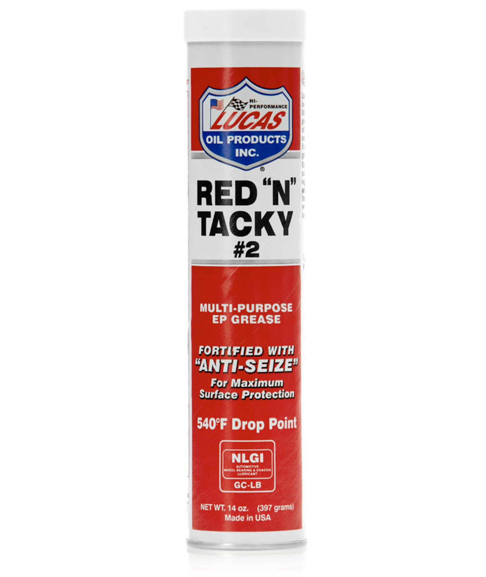 Lucas 10005-30 red n tacky #2 grease 14.5oz cartridge (10005-30)