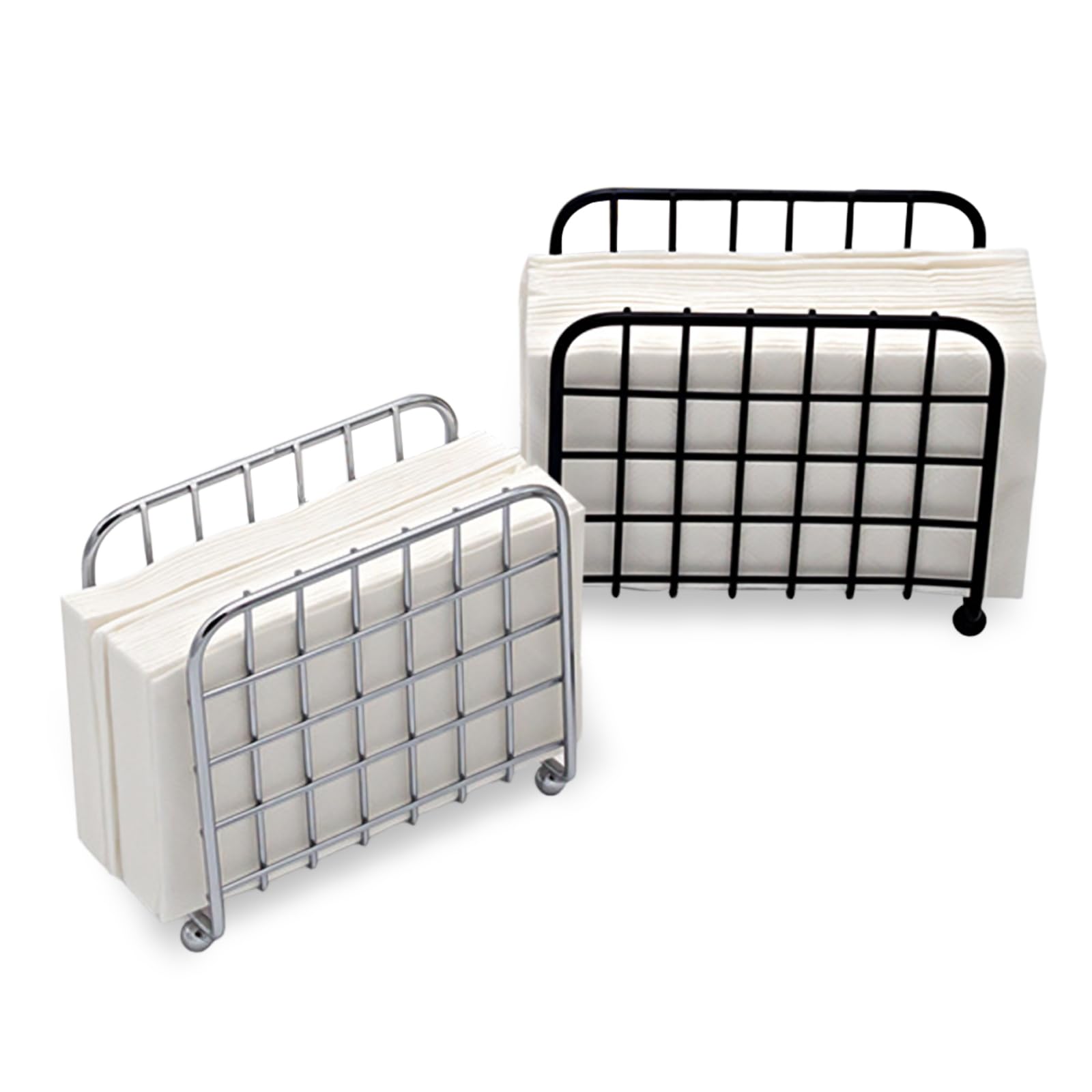 2 Pcs Napkin Holder for Table, Stainless Steel Serviette Holder Standing Cocktail Napkin Holders Square Napkins Dispenser Tissue Rack for Kitchen Dining