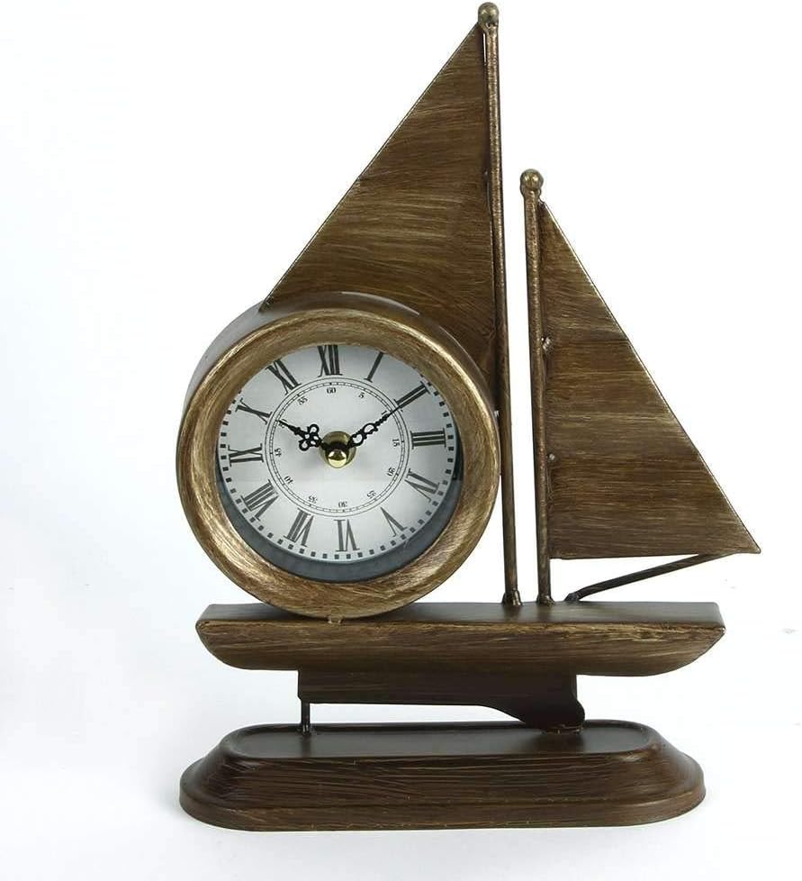 Large Metal Nautical Sailing Boat Mantel Clock