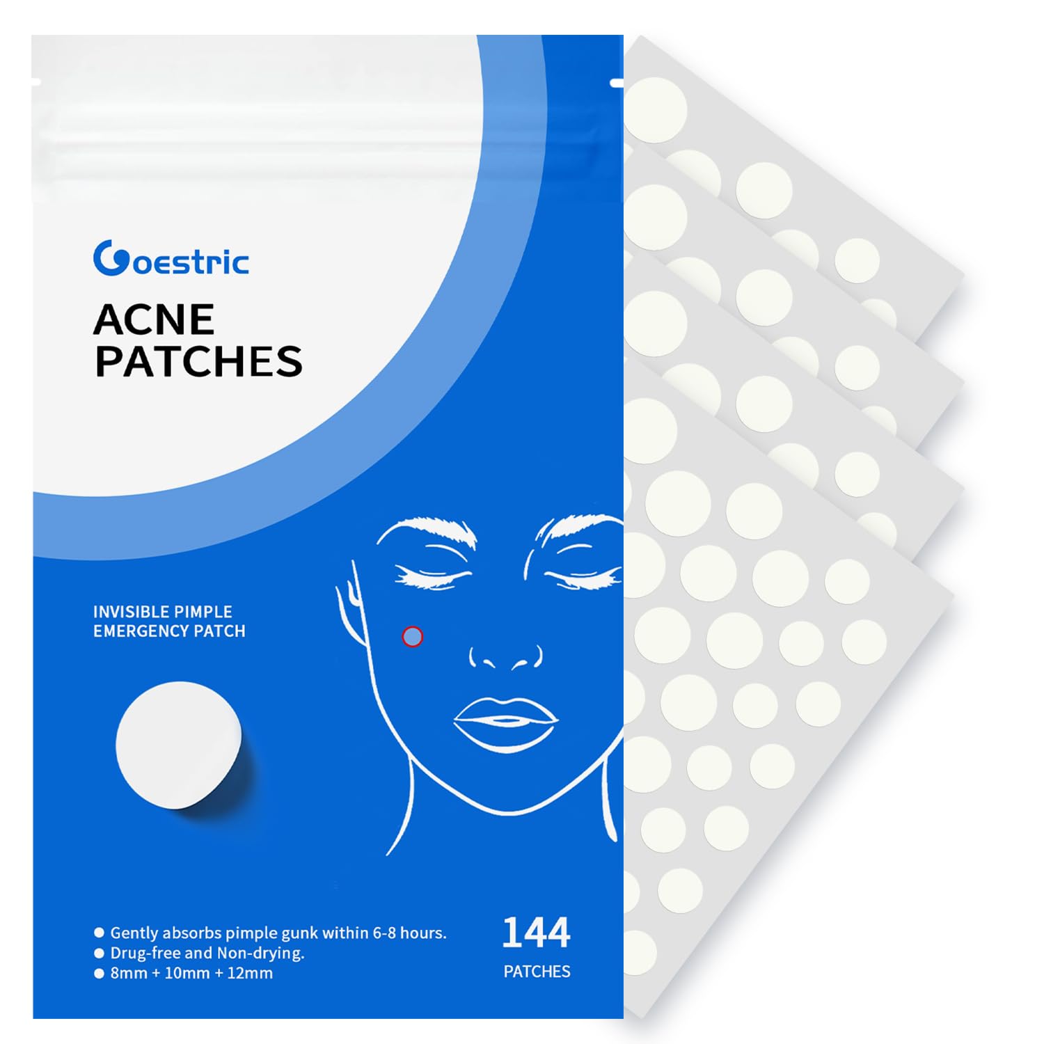 Pimple Patches for Face Hydrocolloid Acne Patches Invisible Zit Stickers Covering Blemishes 3 Size Hydrocolloid Spot Stickers for