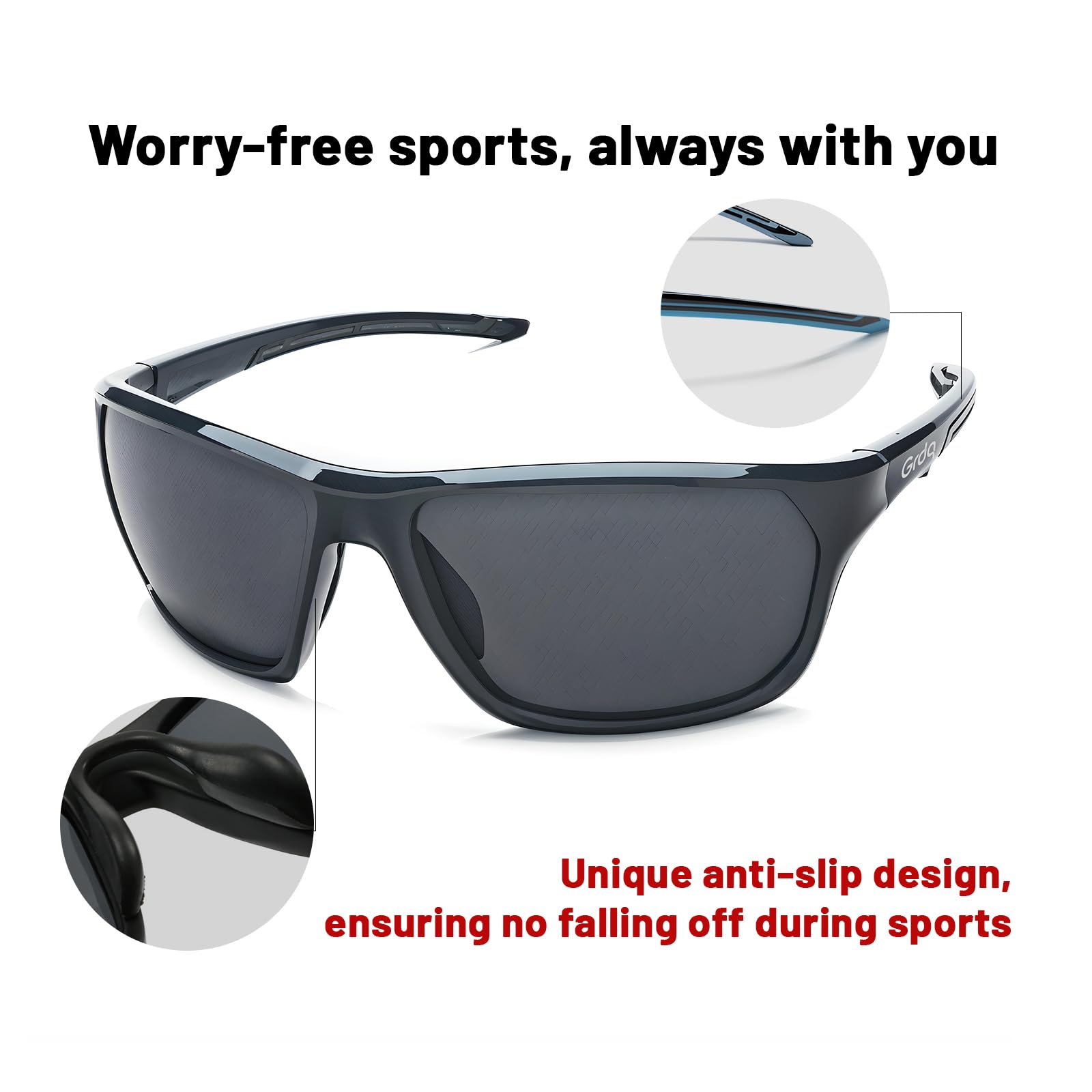 Occhiali da sole polarizzati TR90 leggeri UV400 Protezione HD Lens antiscivolo per lo sport