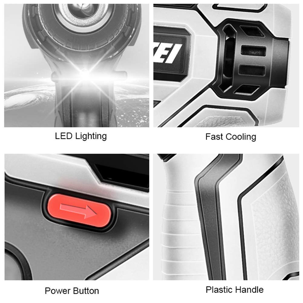 Trapano Avvitatore a Batteria Professionale da 18 V, cacciavite Elettrico, con 2 batterie agli ioni di Litio, 2 velocità, 25 + 1 impostazione della Coppia con LED, 1 Batteria