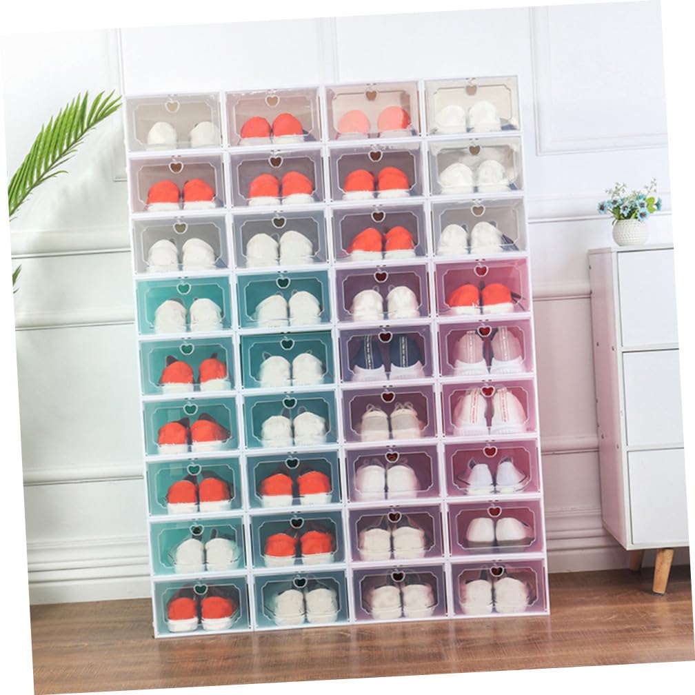 ERINGOGO 6 pezzi Scatole Porta Scarpe Trasparenti in Plastica Organizer Impilabili con Apertura Frontale Contenitori per Scarpe Resistenti e Capacità Grande Custodie Compatte e Visibili