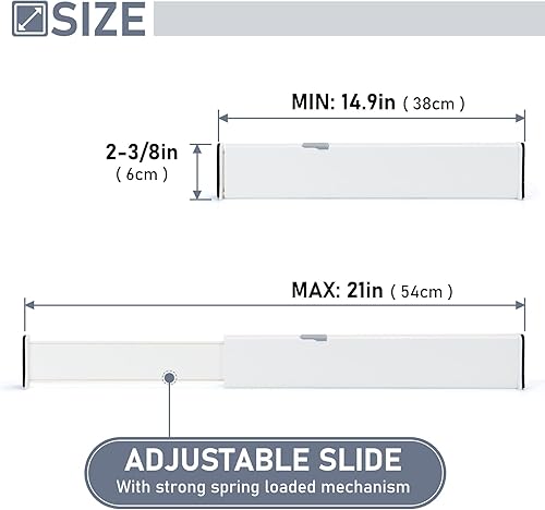 Miniatura 2 de Organizador de separadores de refrigerador, paquete de 4 unidades, divisor de cajón ajustable de 4 pulgadas de alto, separadores expandibles,