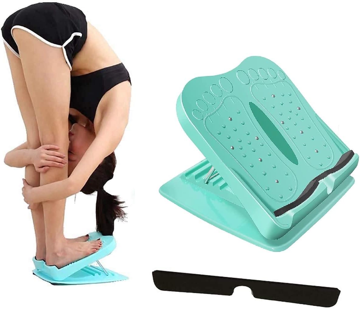 Adjustable Professional Calf Stretcher Incline Portable Slant Fitness Pedal Balancing Board Plate for Rib Heel Hamstring Achilles Leg Calves Muscle Exerciser (Green Color)