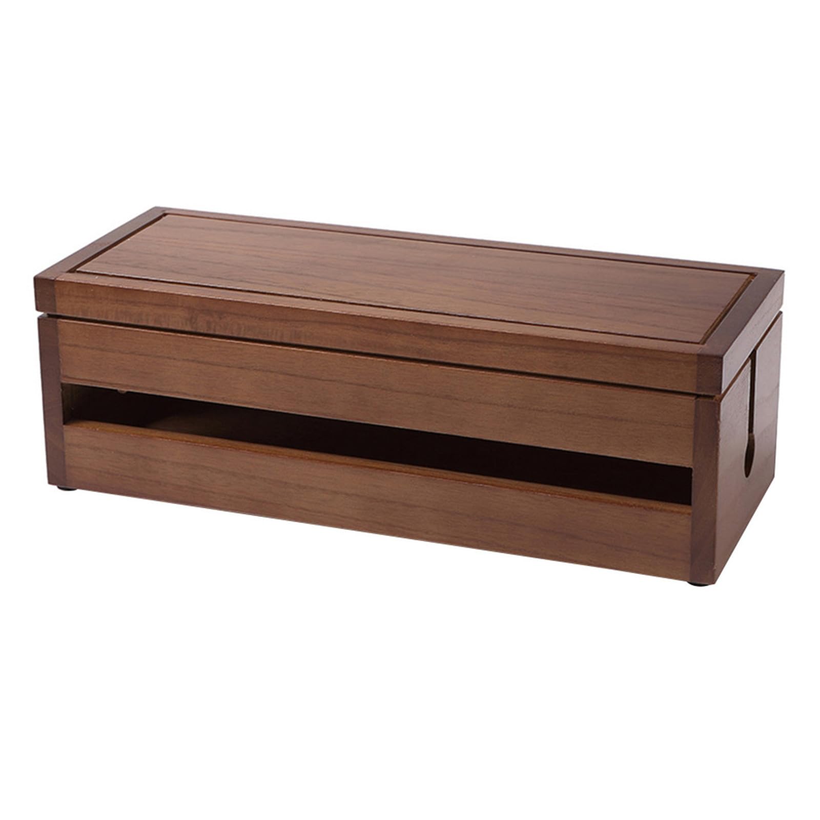 Scatola Organizer Cavi Funzionale Copri Fili Elettrici in Legno di Paulownia Caffè Design Multi-laterale Traforato per Dissipazione Termica per Casa e Ufficio