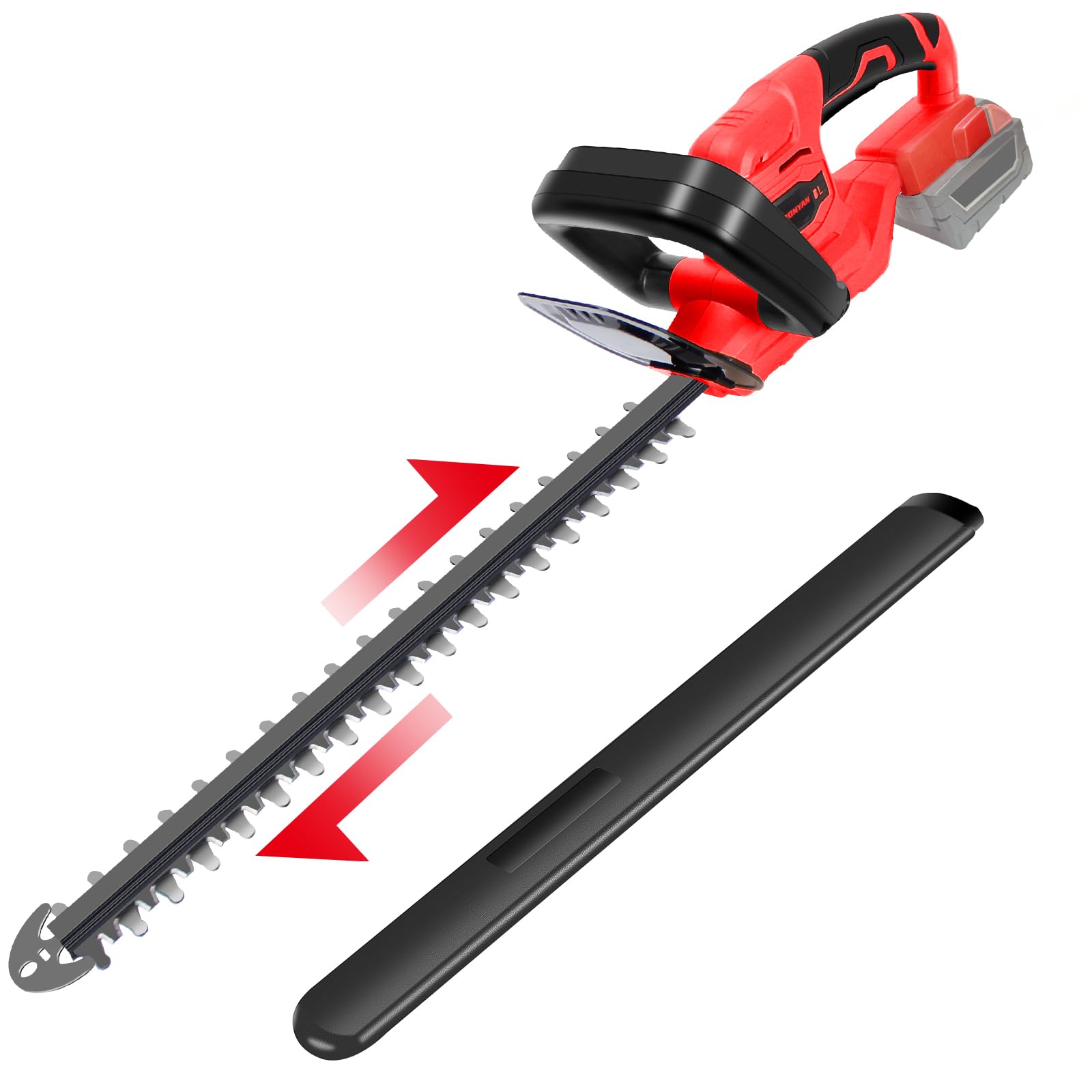 Hedge Trimmer Compatible with Milwaukee 18V Battery (Tool Only), Cordless Bush Trimmer with 1600RPM Brushless Motor, 22 Inches Steel Blade with 3/5'' Cutting Capacity (No Battery)
