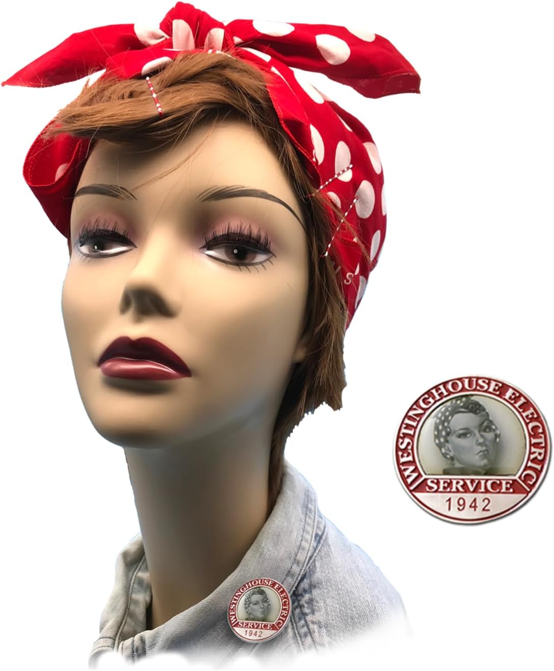 Rosie the Riveter Collar Pin, Authentic Style We Can Do It! Employment Pin, Historically Accurate WW2-Style Enamel Collar Pin, Includes Gift Box