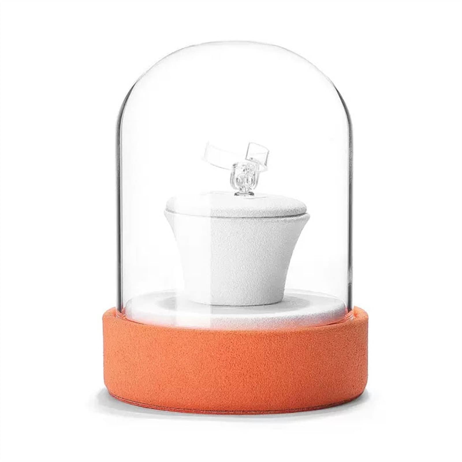 J9V4G6S3B5 Jewellery Storage Jewelry Ring Stand Holder Display, Holders for Organizer, Storage Pedestals with Glass Lid(Orange)