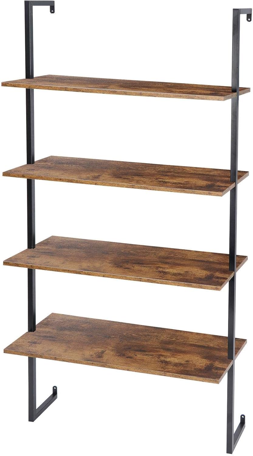 4 Tiers Wall Mount Shelving Bookcase Storage Office Filinydf Shelf Office Decor