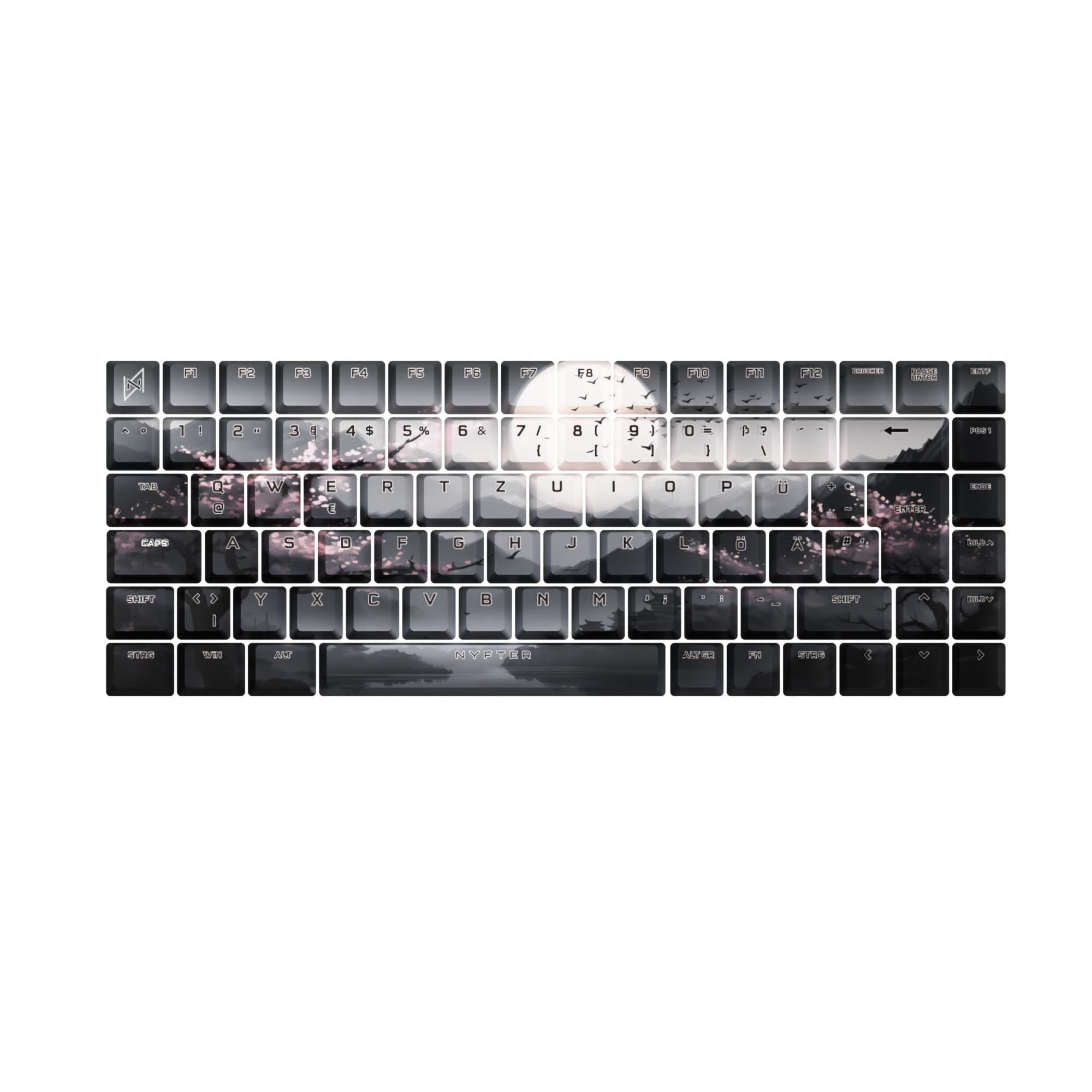 Nyfter - Premium Sakura V3 Keycaps ISO 60% und 75% Custom Keycaps ISO Layout für Mechanische Tastaturen (75%)