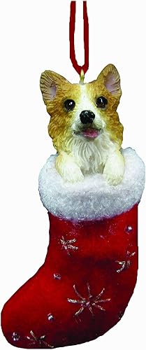 Welsh Corgi - Adorno navideño con detalles pintados a mano y cosidos de "Santa's Little Pals"