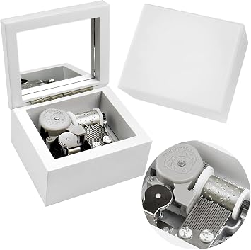 Sinzyo Music Box Vintage Musical Boxs Gift For Birthday Valentines Day Christmas DayWhite Box With Mirror