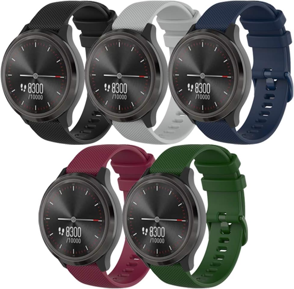 Band for Garmin Vivomove Sport, Soft Silicone Replacement Watch Band for Garmin Vivomove Trend/3/Luxe/Style/HR Sport Style (20mm Width)