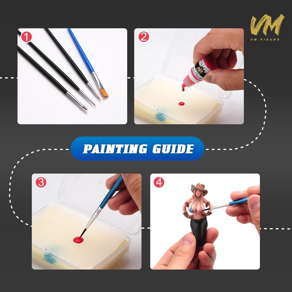 VM Miniature Paint Set Eco-Friendly Water-based Pigment Speed Paint Model Color, Light Resistant and Non-Fading for Plastic/Metal/Resin/Models 24 Bottles x 5ml (24 Color Game Colors)