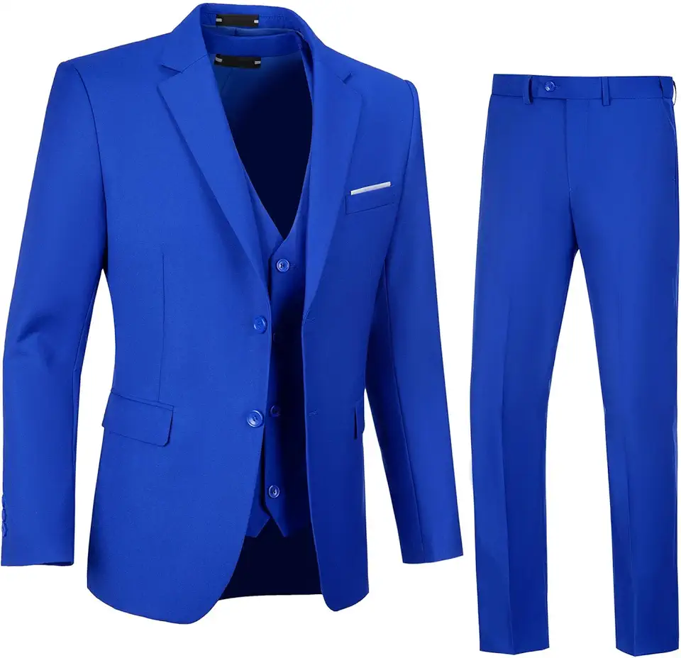 Terno Masculino Azul Royal, 3 Peças, Slim Fit, Formal, Para Negócios, Baile De Formatura, Tamanho Gg