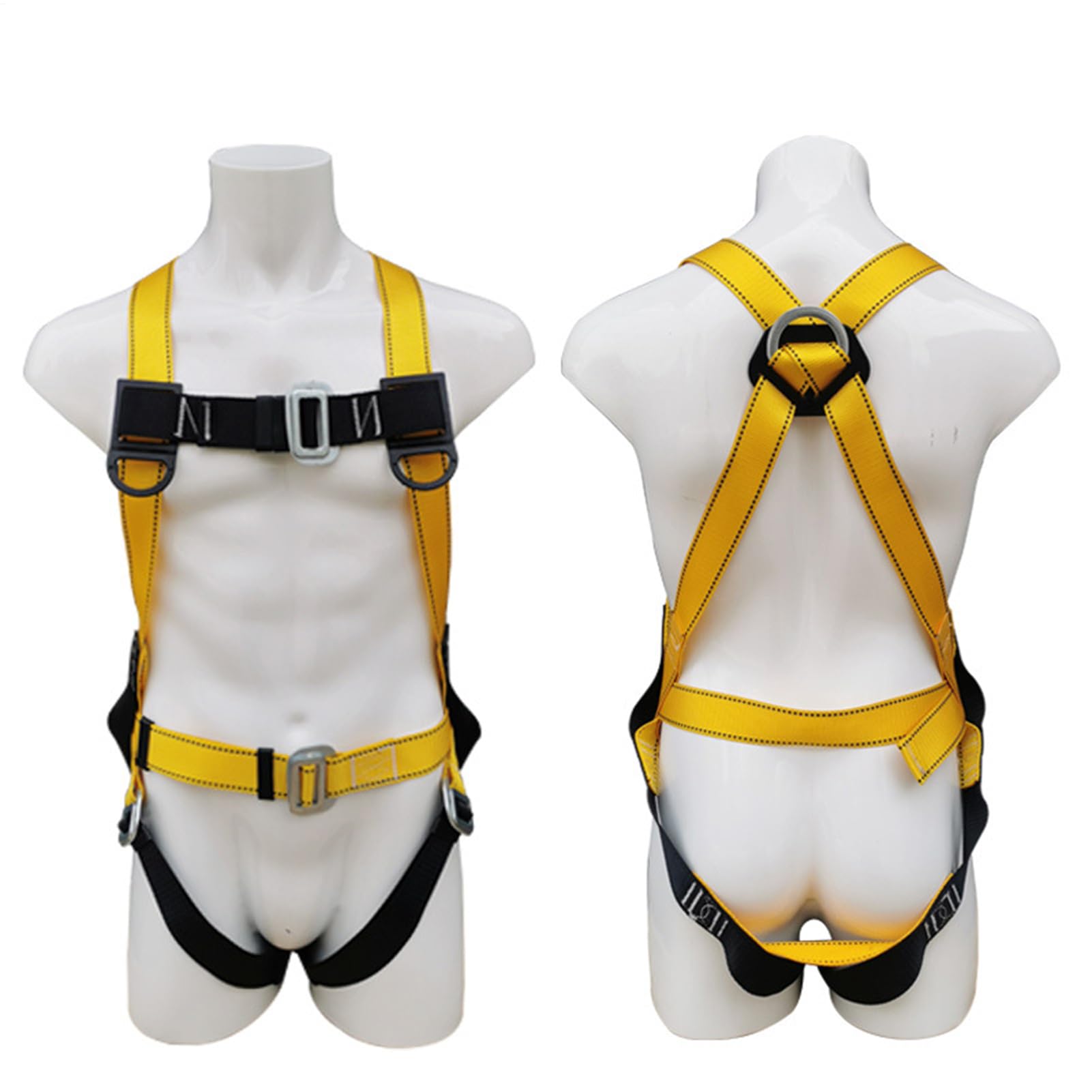 Arneses de seguridad para detención de caídas - Arnés de cuerpo completo | ajustable de 5 puntos | Cinturón de poliéster para techado y construcción para el trabajo Protección de cuerpo completo Arnés