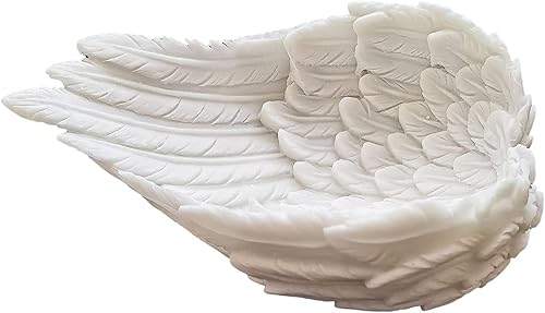 Crystal Ball Stand Angel Wing Statue Crystal Ball Holder Decorative Photo Props Cosmetic Storage Tray for Home Office Display Decoration - White