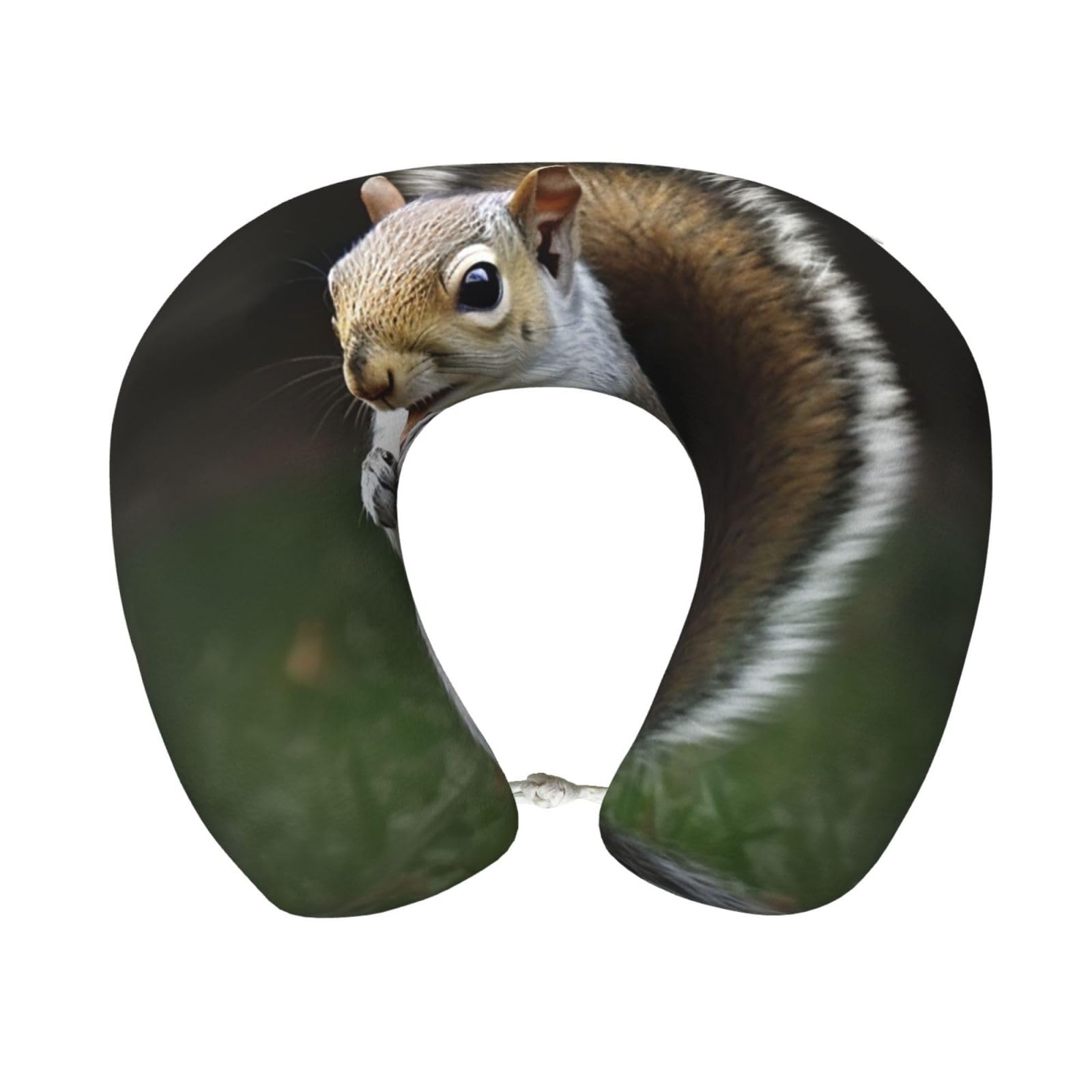 peiyeety Squirrel Travel Pillow Memory Foam - Comfortable U Shape Neck Pillows for Sleeping, Neck and Head Support Portable Airplane Pillow Adjustable Flight Pillow, Washable Cover