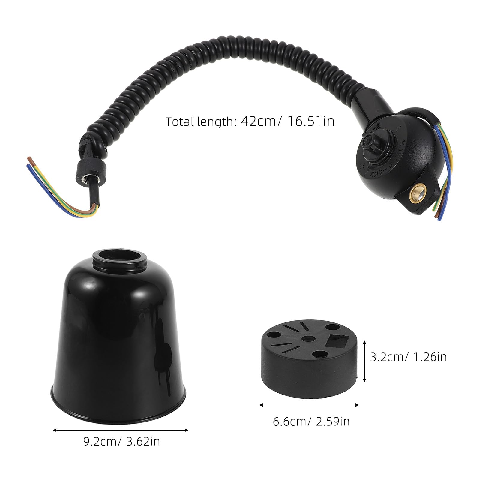 Accesorio Negro Cable Retráctil para E27 Lámpara Colgante | Suspensión Segura, Estructura de Muelle, Metal y Plástico, Cocina y Bar, Resistente al Desgaste y Corrosión