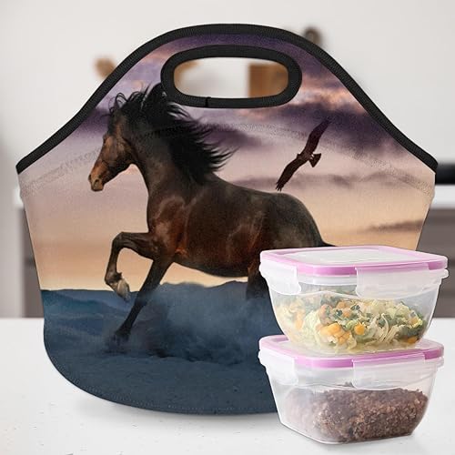 Miniatura 6 de Bolsa de almuerzo aislada de neopreno para mujer, lavable, reutilizable, ligera, para preparación de comidas, para trabajo, viajes, picnic,