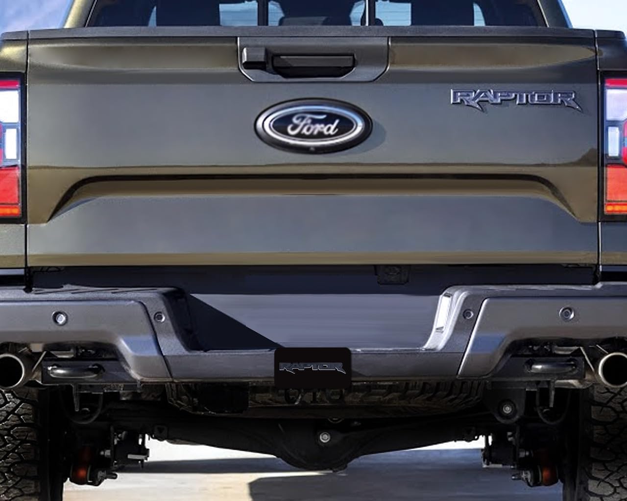 Ford Raptor Black Coated Rectangular Hitch Cover with Black 3D Ford Raptor Emblem Tow Hitch Cover Plug (2" Inch) Receiver