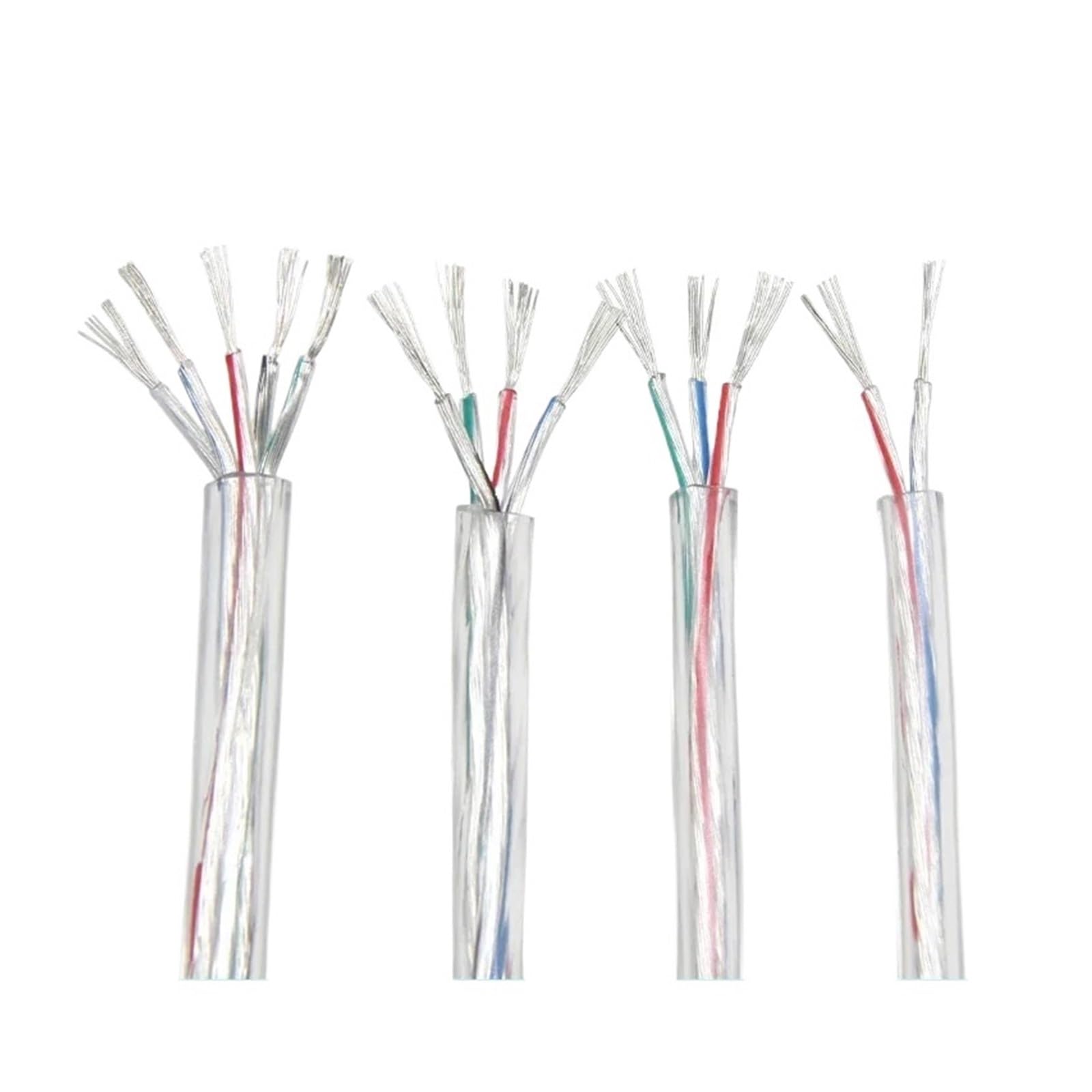Cable de alimentación transparente de 1~20m 28/26/24/22/20/18/16AWG Cable de cobre estañado con aislamiento de PVC 2 3 4 5 núcleos Cable electrónico de luz LED(5 cores,5 METERS_22AWG)