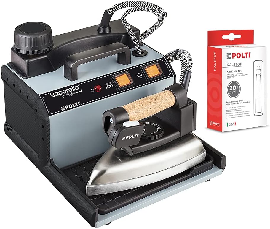 Polti Vaporella 2H Pro Kalstop, Ferro da Stiro a Vapore con Caldaia, Tappo di Sicurezza, 3 Bar, 20 Fiale di Kalstop Incluse, Grigio/Nero Polti Vaporella 2H Pro Kalstop, Ferro da Stiro a Vapore con Caldaia, Tappo di Sicurezza, 3 Bar, 20 Fiale di Kalstop Incluse, Grigio/Nero