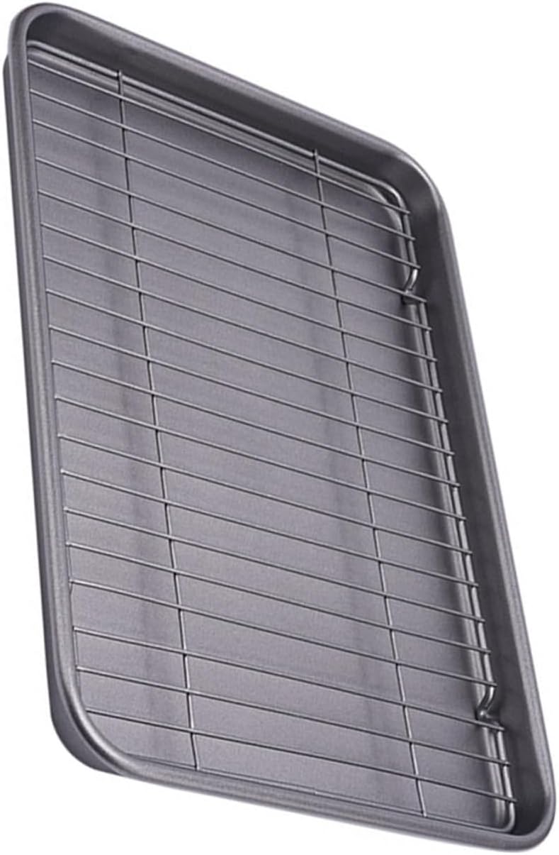 VICASKY 1Set Multi Function Carbon Steel Baking Pan Thickened Non Stick Pizza Tray with Baking Rack for Cookies Bread and Cakes Kitchen Supply for Home and Professional