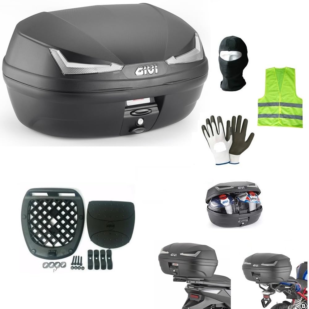 Compatible avec 1450 Electra Glide Ultra Classic EFI Coffre TOPCASE Moto Scooter Valise MONOLOCK 45L Noir avec Plaque ET KIT DE Fixation sur Votre Porte-Bagages
