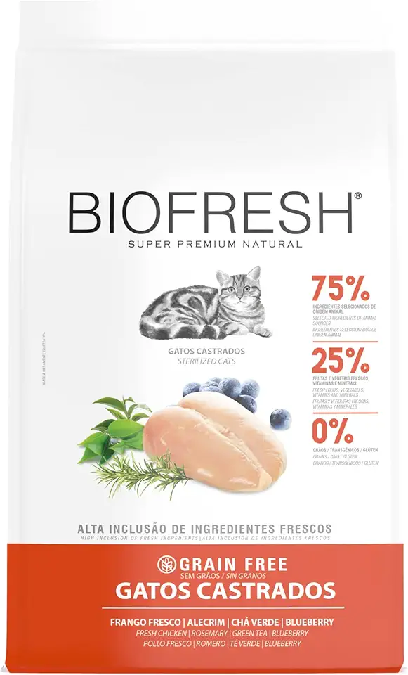 HERCOSUL Ração Biofresh Gatos Castrados Frango 7 5 Kg