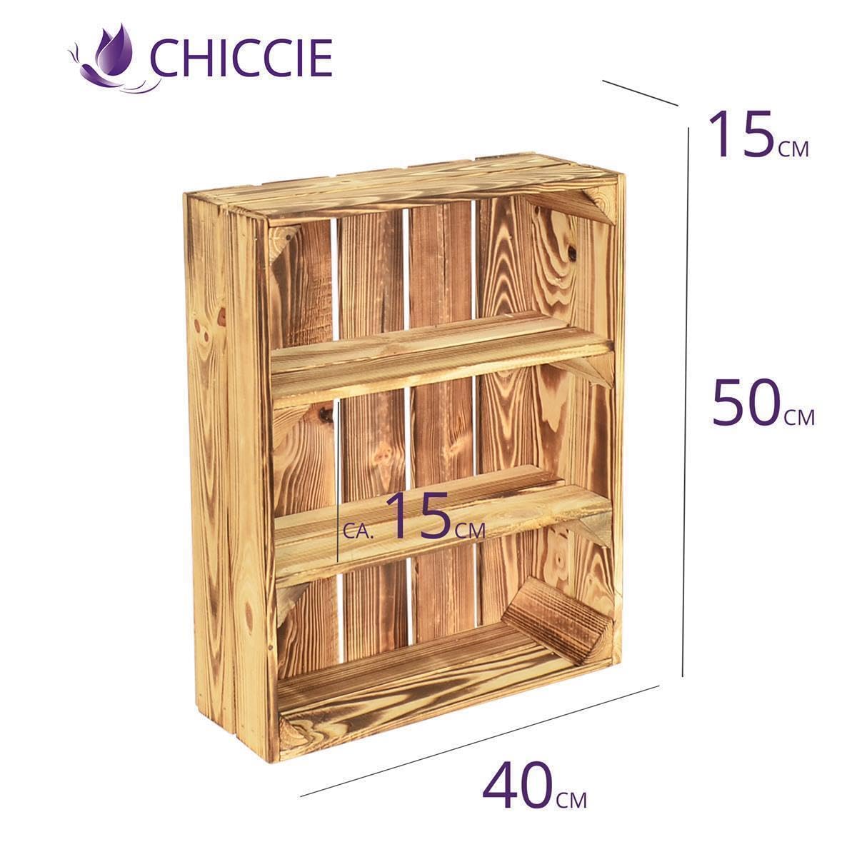 5 Set Holzregal Schmalhanz 50x40x15cm - Hell Geflammt 2X Kurzes Regal