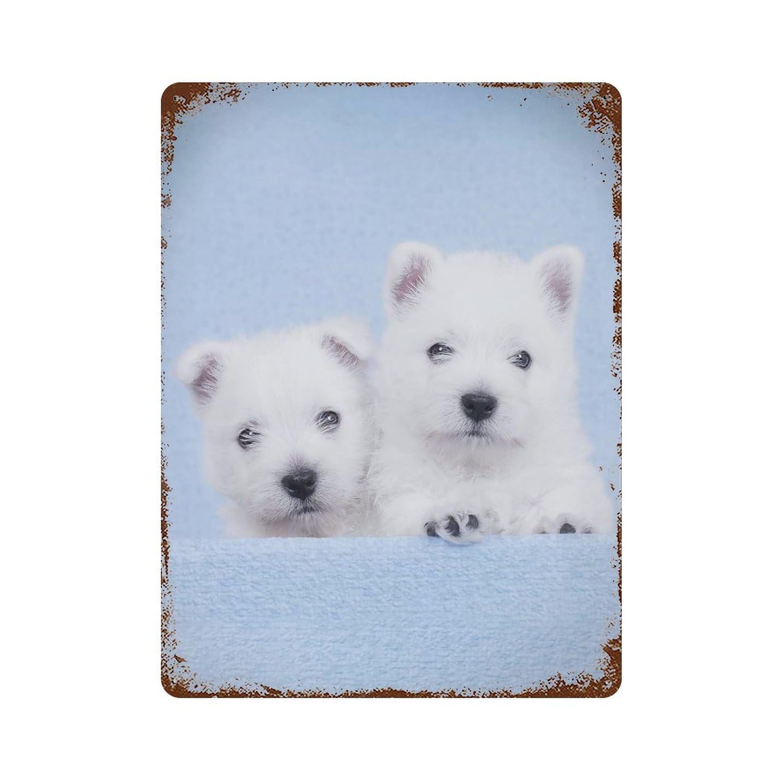 Two Bue Westies Vintage Metal Tin Sign 15.7"x11.8", for Garage, Bar And Workshop Decor, Novelty Wall Decor