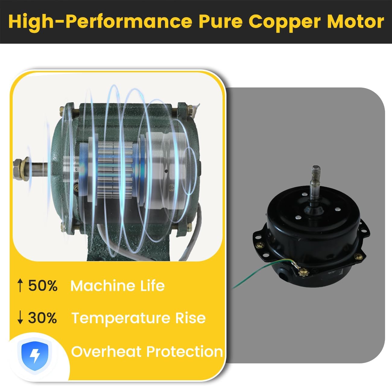 Heavy Duty Air Mover Portable Ventilation Fan 8Inch, 230W Exhaust Fan with 16.4ft Flexible Duct, 3500RPM Overheat Protection Cylinder Axial Fan, Industrial Portable Air Blower/Exhaust, Yellow