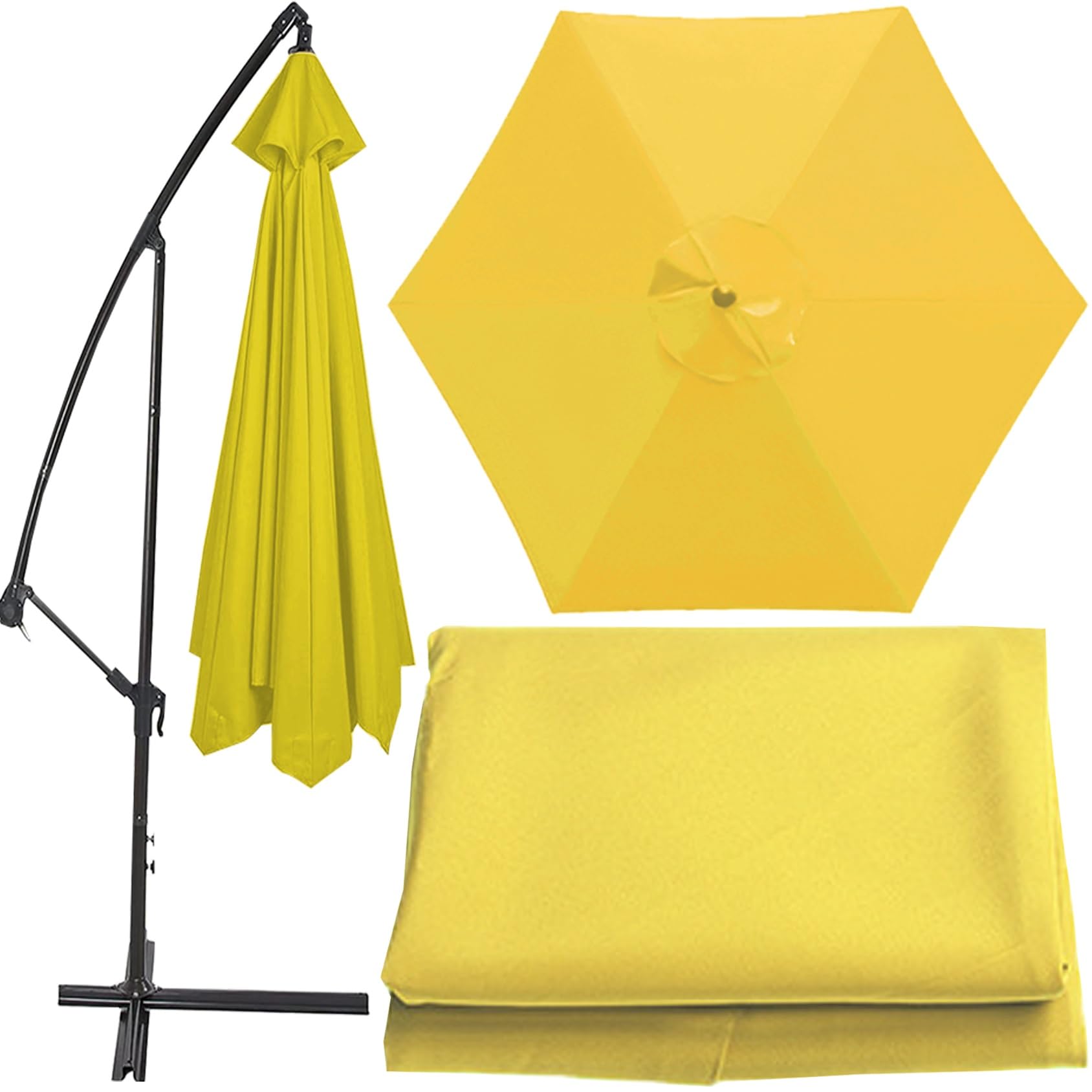 Universal Umbrella Replacement Cloth Parasol Umbrella Replacement Canopy Cover 200cm/270cm/300cm+6 Arms/8 Arms Replacement Parasol Fabric Cover For Garden Umbrella(Color:Yellow,Size:300cm(9.8ft)-6 rib